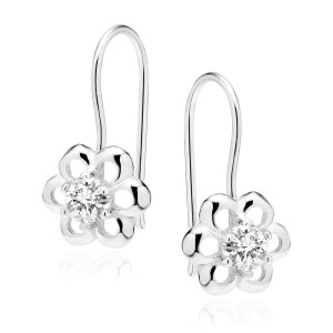 Cercei argint floare cu piatra si tortita DiAmanti Z1351JR_W-DIA (Argint 925‰ 1,3 g.)